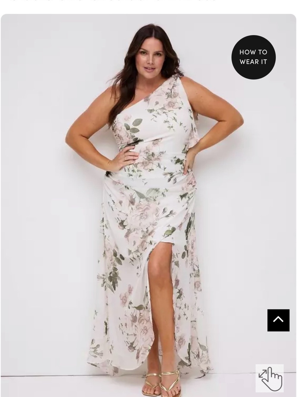 torrid One-Shoulder Floral Maxi Dress in Ivory and Blush